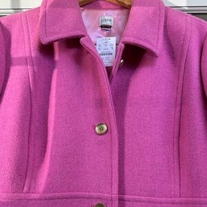 J. Crew Vibrant Pink Button-Up Coat.